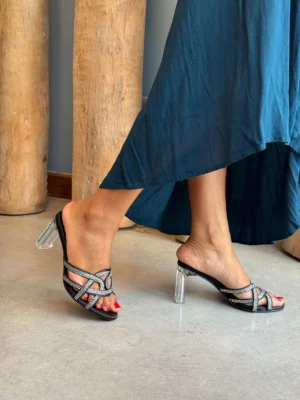 Mule à talon et strass