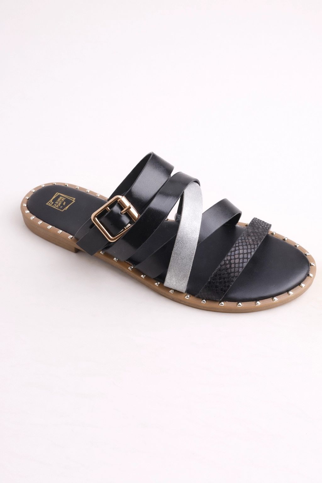 Sandale femme multi-brides avec boucle