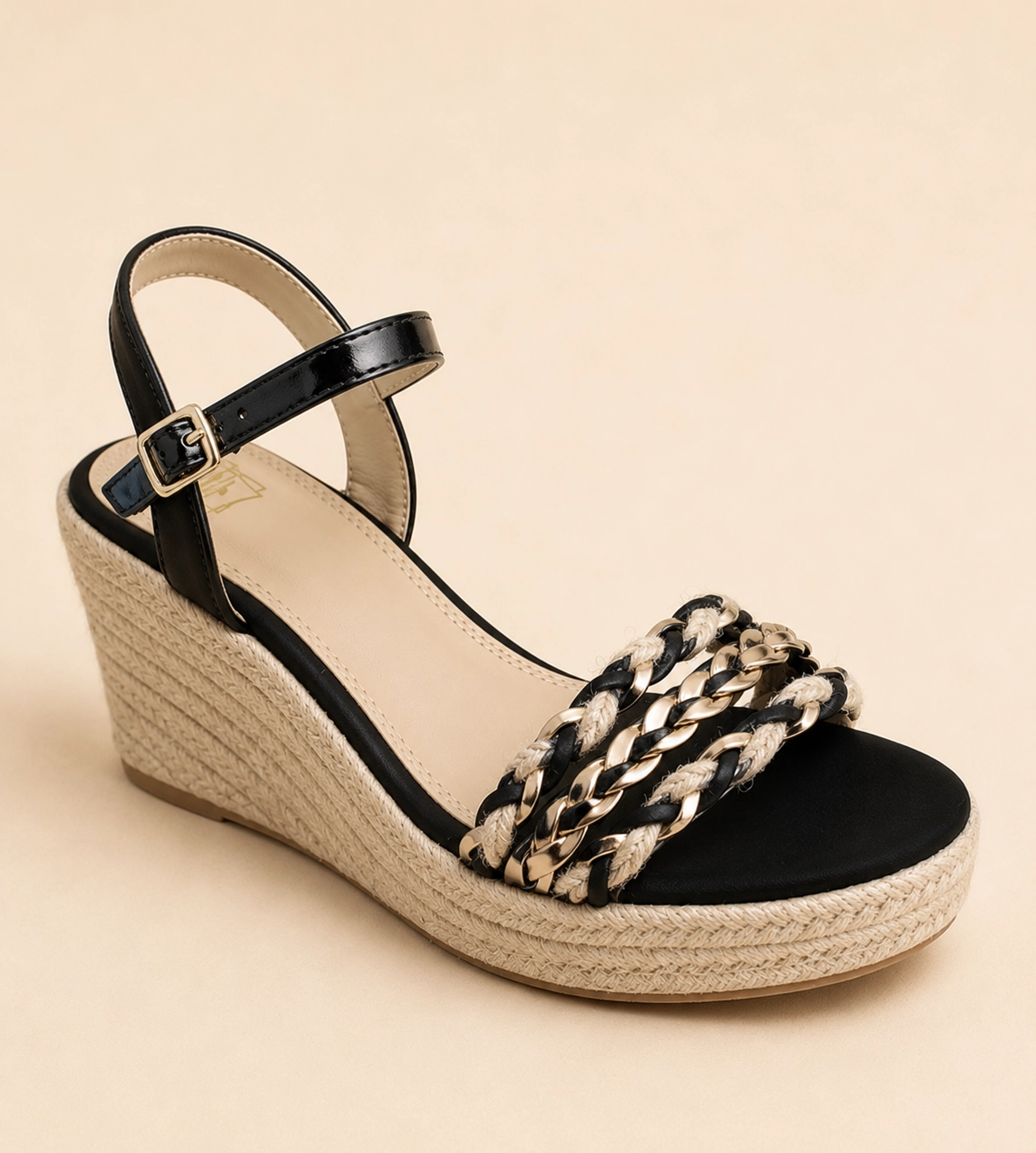Sandale femme compensée tressée style bohème – Image 2