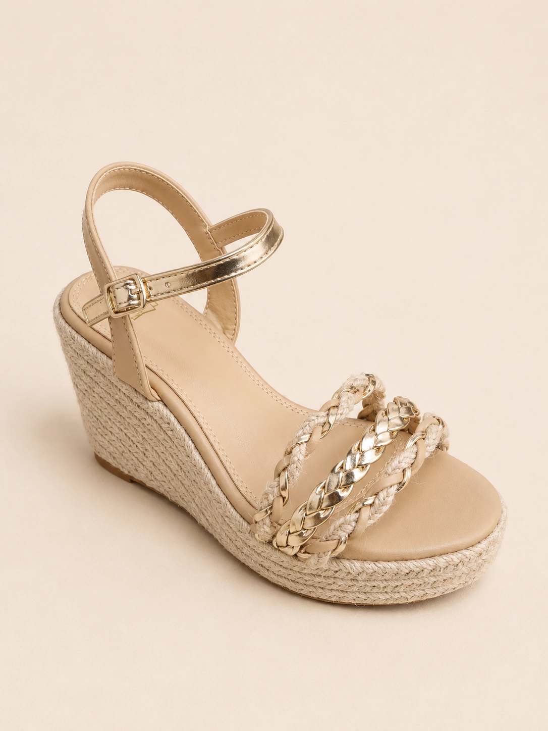 Sandale femme compensée tressée style bohème – Image 3