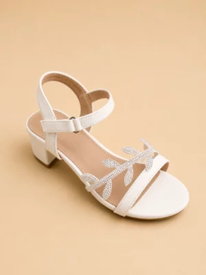 99230Bw Sandale fille à petit talon et détails brillants