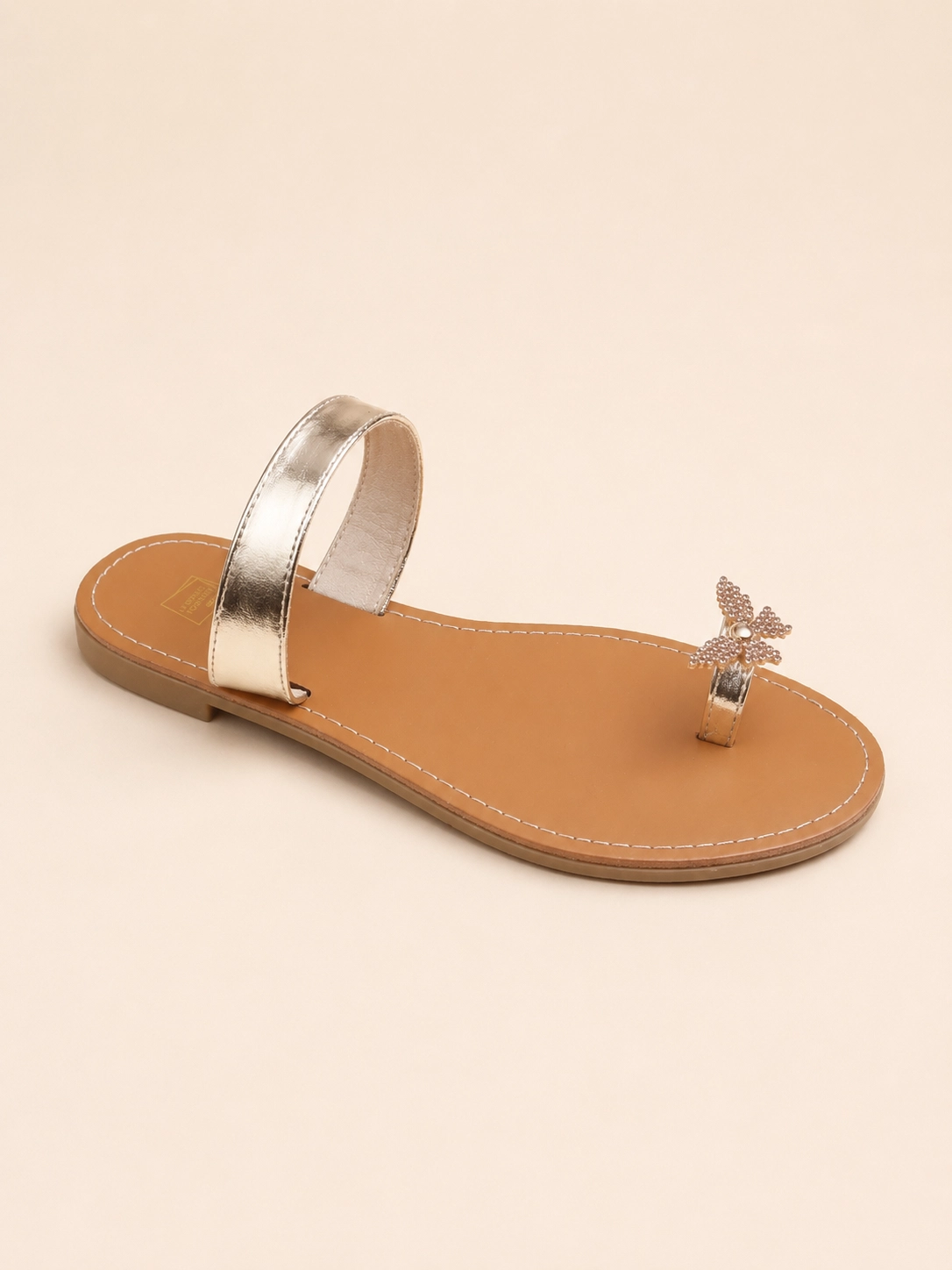 Sandale femme plate à entre-doigt avec papillon