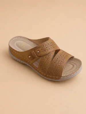 3301marron Mule femme confort à brides croisées