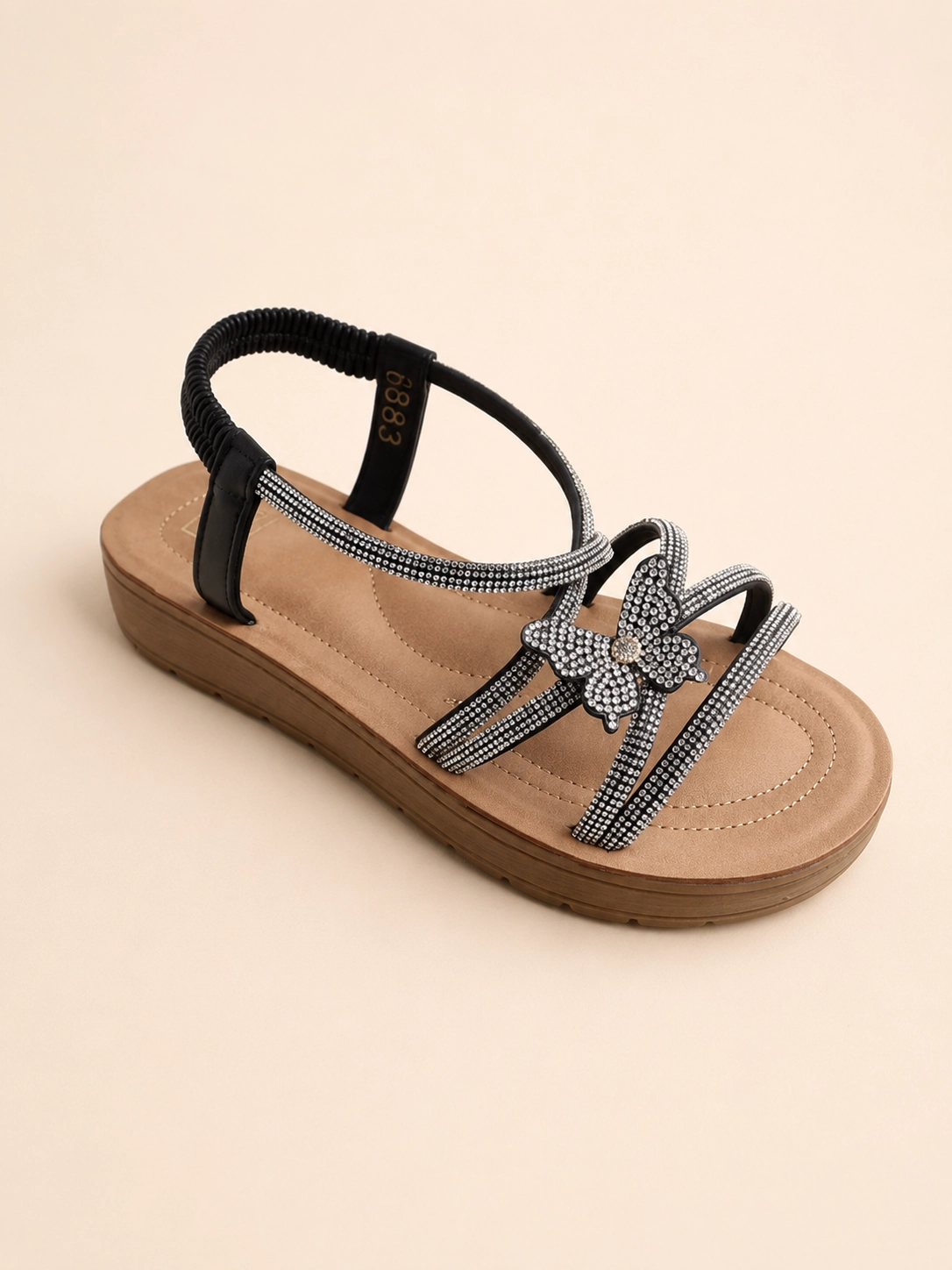 Sandales plates femme à papillon fantaisie